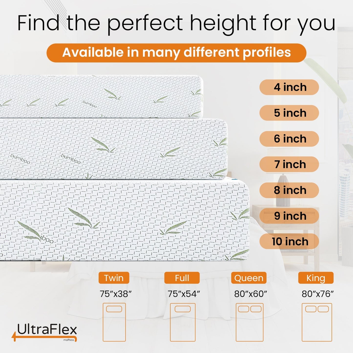 UltraFlex SleepTight – Canadian Made- Gel Memory Foam Mattress | CertiPUR-US® Certified, Cooling, Pressure Relief, Medium Firm, Fiberglass-Free, Bamboo Cover | Ideal for Bunk Beds, RVs & All Frames | Spinal Support & Motion Isolation - www.Shopthatapp.com