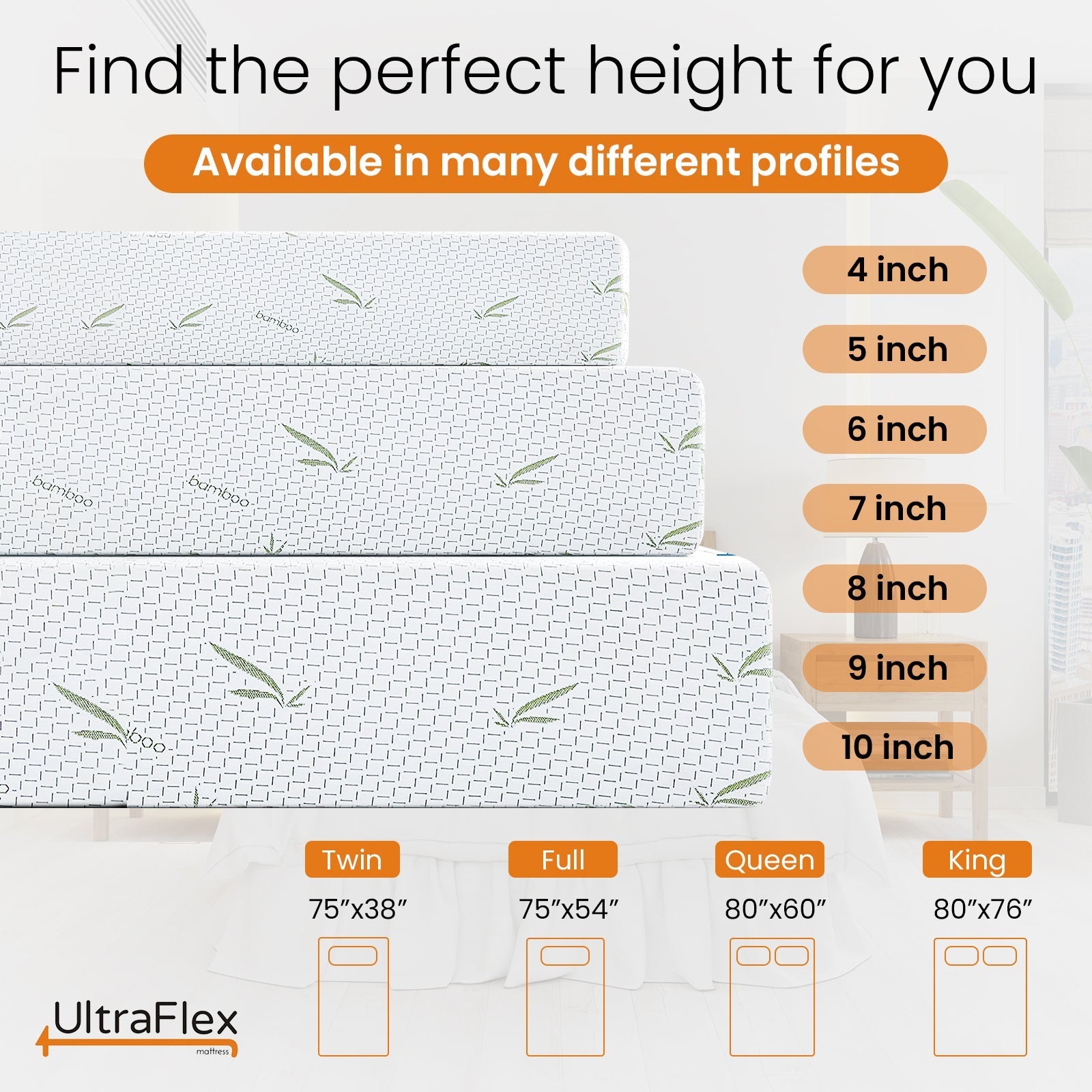 UltraFlex SleepTight – Canadian Made- Gel Memory Foam Mattress | CertiPUR-US® Certified, Cooling, Pressure Relief, Medium Firm, Fiberglass-Free, Bamboo Cover | Ideal for Bunk Beds, RVs & All Frames | Spinal Support & Motion Isolation - www.Shopthatapp.com