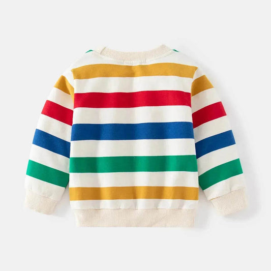 Unisex Colorful Striped Long-sleeved Sweater for Kids Pullover for Kids - www.Shopthatapp.com