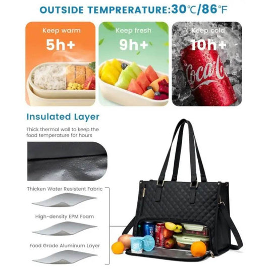 Women Stylish Fashion Commute Office Insulated Work Handbag Lunch Bag - www.Shopthatapp.com