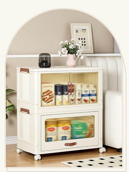 Baby Safety Transparent Opening Lid Indoor Home Decoration Storage Cabinet With Wheels - www.Shopthatapp.com