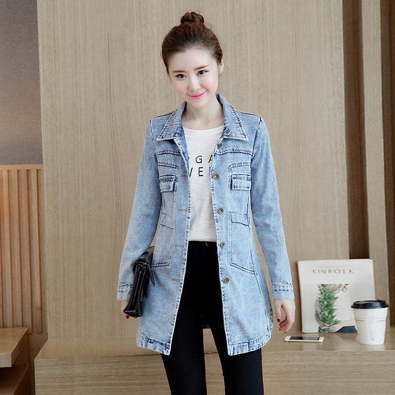 Women Denim Jacket Slim Mid Length - www.Shopthatapp.com