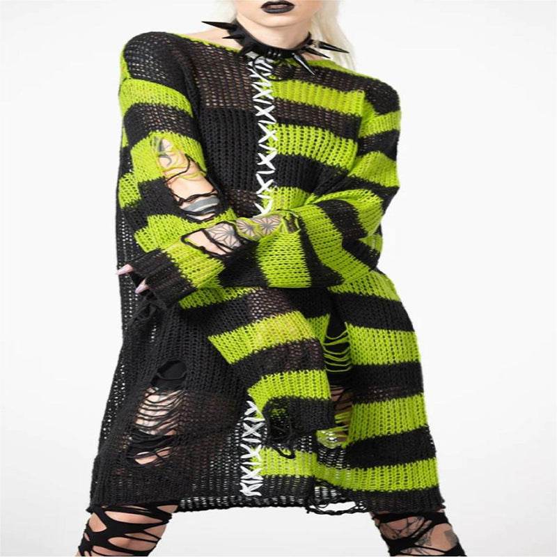 Halloween Ripped Long Sweater Women's Fashion Loose Sweater - www.Shopthatapp.com