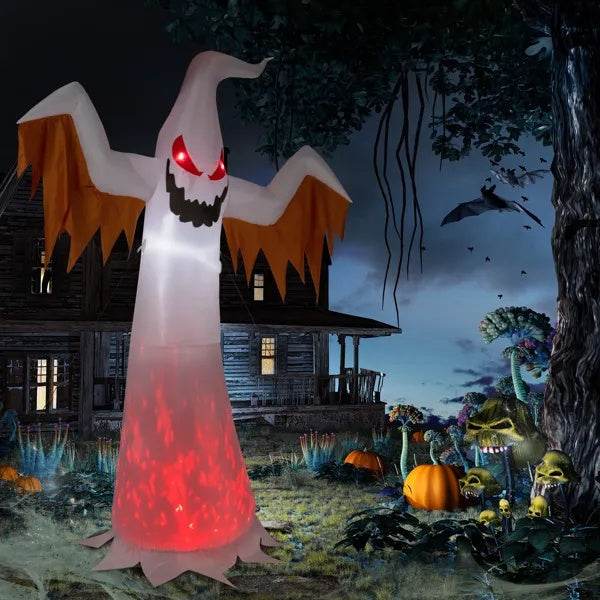 12ft 4pcs LED Lights Giant Scary Ghost Flames And Flashing Red Eyes Inflatable Halloween Decoration - www.Shopthatapp.com