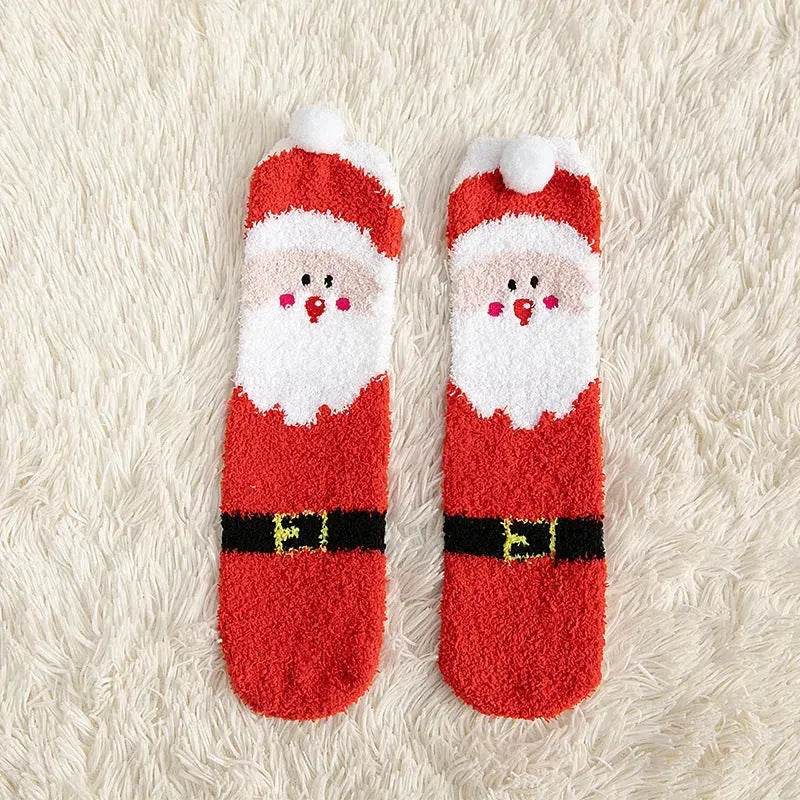 Child Christmas Socks Winter No-shedding Cute Elk Elk Santa Claus Snowman Sleeping Floor Coral Fleece Socks - www.Shopthatapp.com