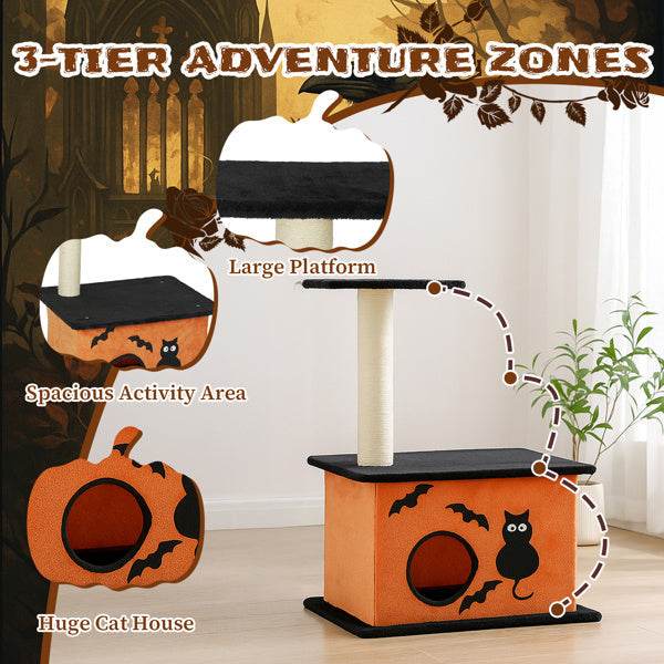 Halloween Inspired Cat Tree Tower Cat Tree For Indoor With Spacious Cat Condo - www.Shopthatapp.com