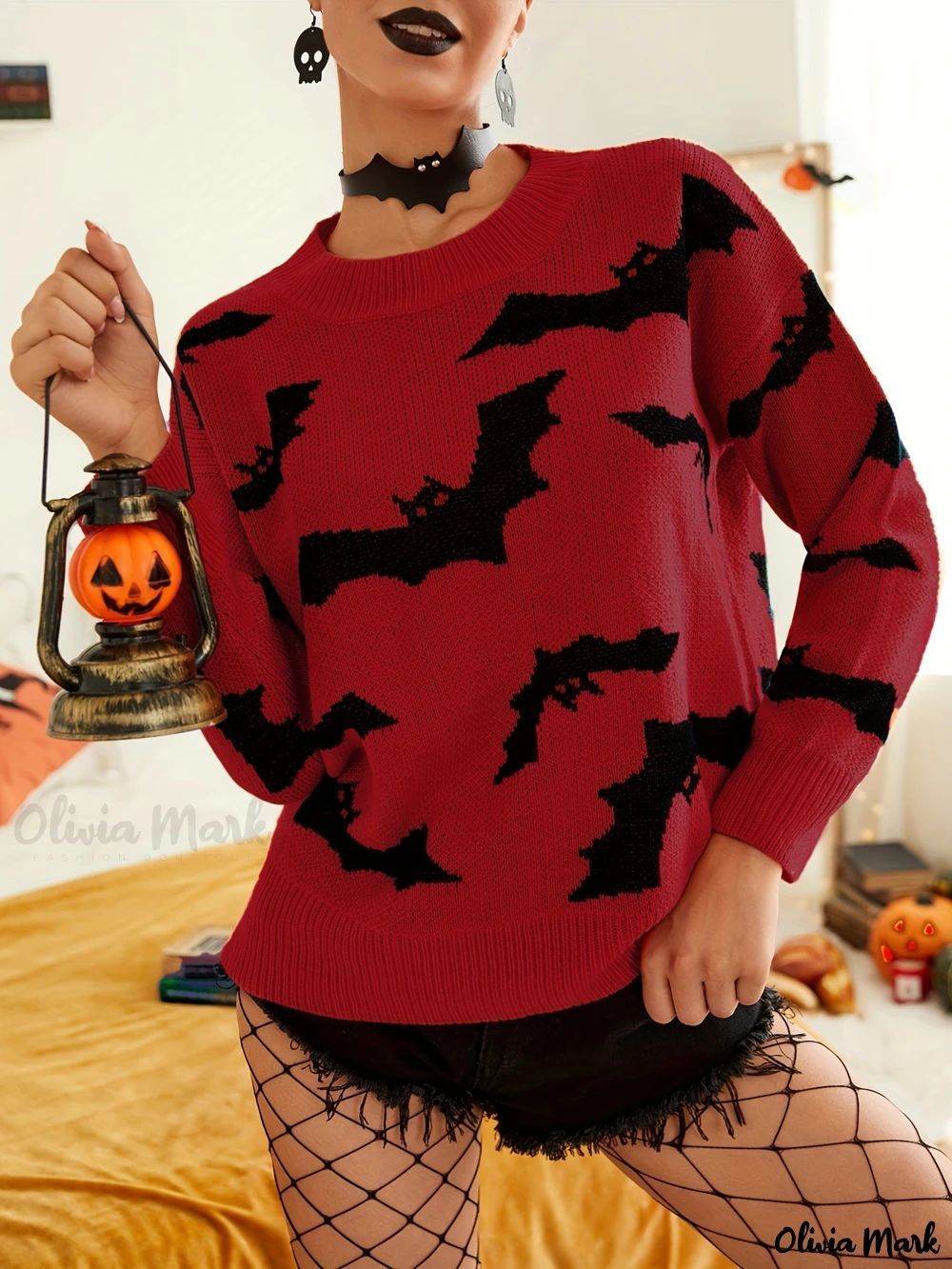 Fashion Women's Wear Long Sleeve Halloween Brocade Sweater Knitted - www.Shopthatapp.com