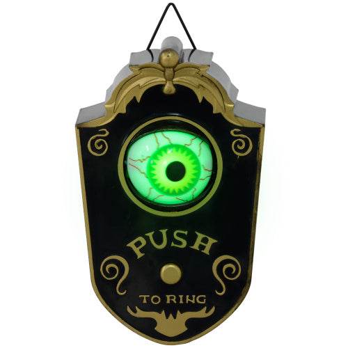 HOMCOM 7.1 Halloween Decoration, Animatronic Doorbell With Simulation Light-up Eyeball, Sound And Motion Activated Animated Prop W Piercing Doorbell Sound - www.Shopthatapp.com