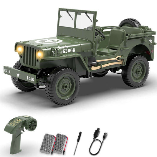1:10 RACENT RC Crawler, 2.4G Willys Jeep, LED Lights, Upgradable Off-Road Car - www.Shopthatapp.com #