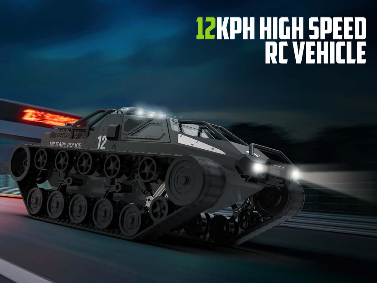 1:12 Scale High Speed All Terrain RC Tank with Dual Batteries - www.Shopthatapp.com #