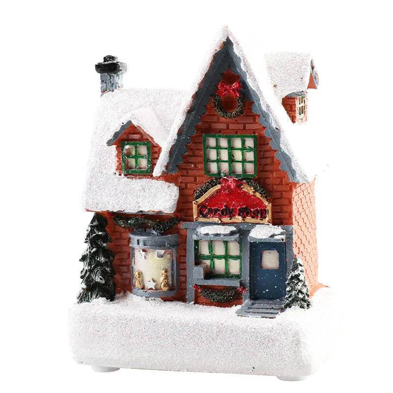 Christmas Decorations Resin Small House Luminous Ornaments - www.Shopthatapp.com