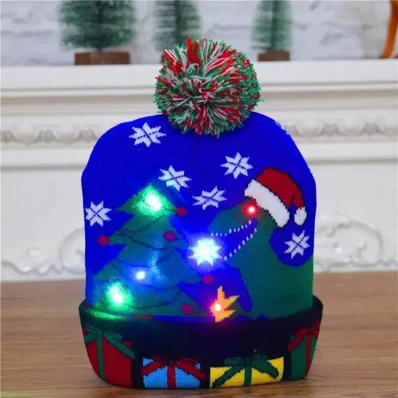 LED Christmas Hat Sweater Knitted Beanie Christmas Light Up Knitted Hat Christmas Gift Kids Xmas New Year Decorations - www.Shopthatapp.com