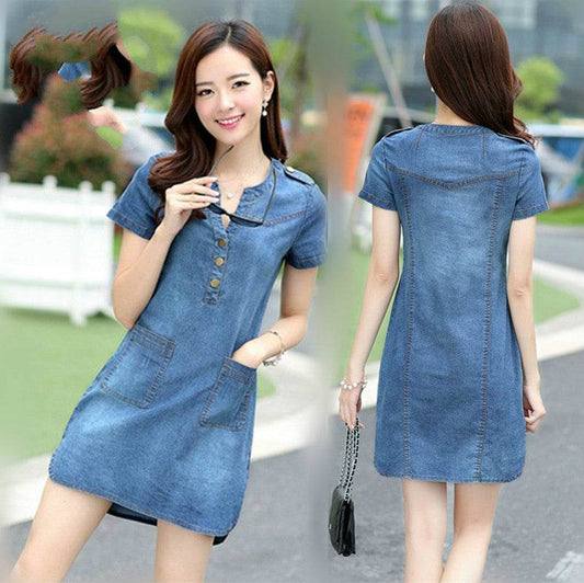 Casual Denim Fashion Mini Jeans dress - www.Shopthatapp.com