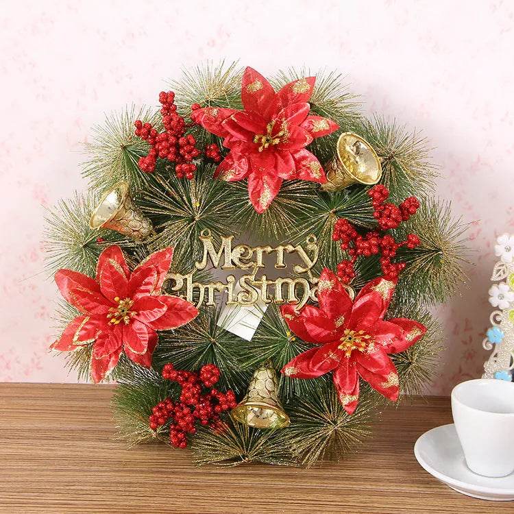 Christmas Wreath Clover Wreath Natural Pine Decorative Christmas Garland with Frost - www.Shopthatapp.com