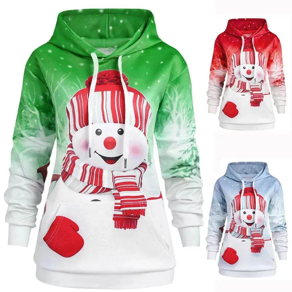 Ugly Christmas snowman print Hoodie sweatshirt - www.Shopthatapp.com