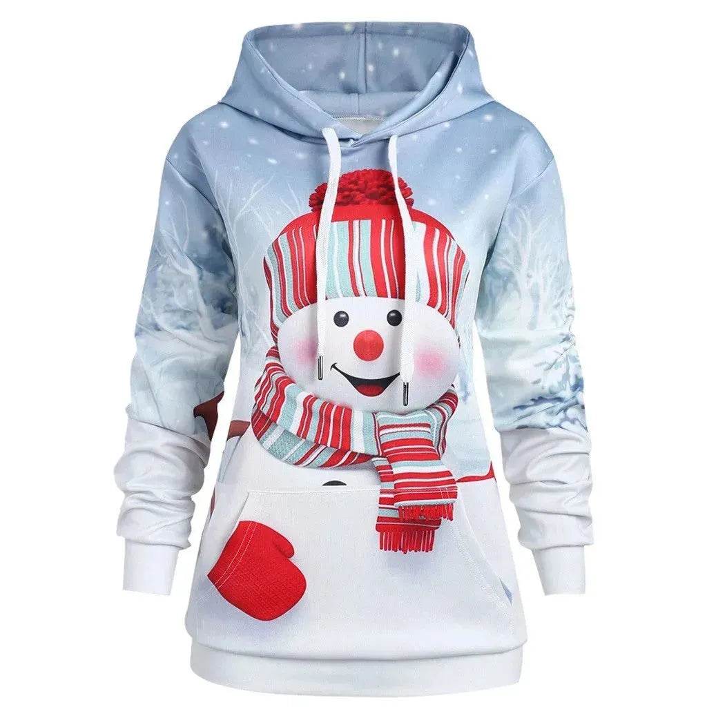 Ugly Christmas snowman print Hoodie sweatshirt - www.Shopthatapp.com