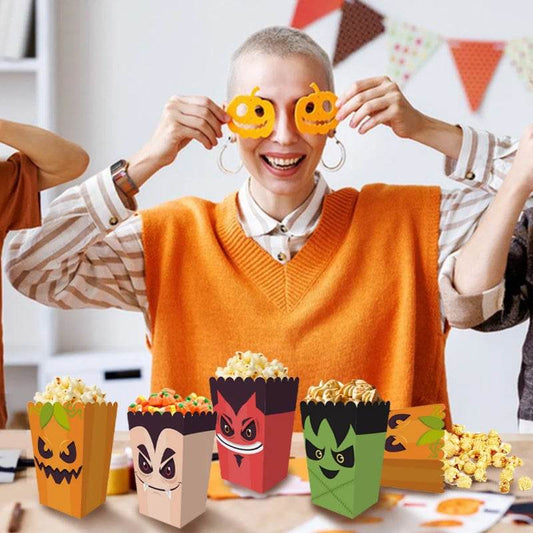 12 Pieces Halloween Popcorn Box Halloween Party Favor Snack Treat Boxes Candy Cookie Container Decorations Gifts For Popcorn Sales Halloween Party Favor Supplies - www.Shopthatapp.com #