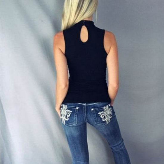 Sexy Tank Women Casual Lace Up Hollow Out V neck Tops - www.Shopthatapp.com