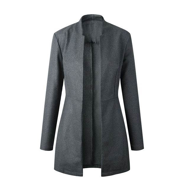 jacket blazer Women for Work white Fashion Formal female - www.Shopthatapp.com