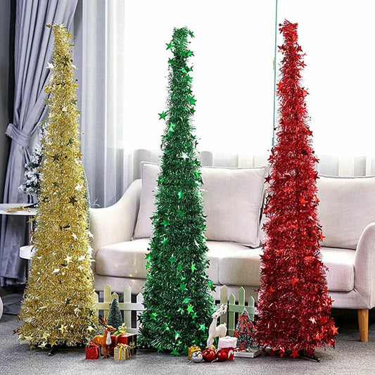 Artificial Tinsel Up Christmas Tree With Stand Gorgeous Collapsible Artificial Christmas Tree For Christmas Decorations - www.Shopthatapp.com