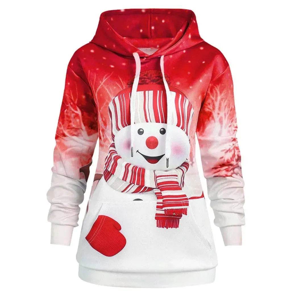 Ugly Christmas snowman print Hoodie sweatshirt - www.Shopthatapp.com
