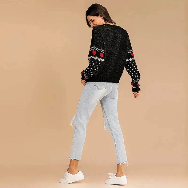 Christmas fawn Antics Reindeer Black pullover sweater - www.Shopthatapp.com