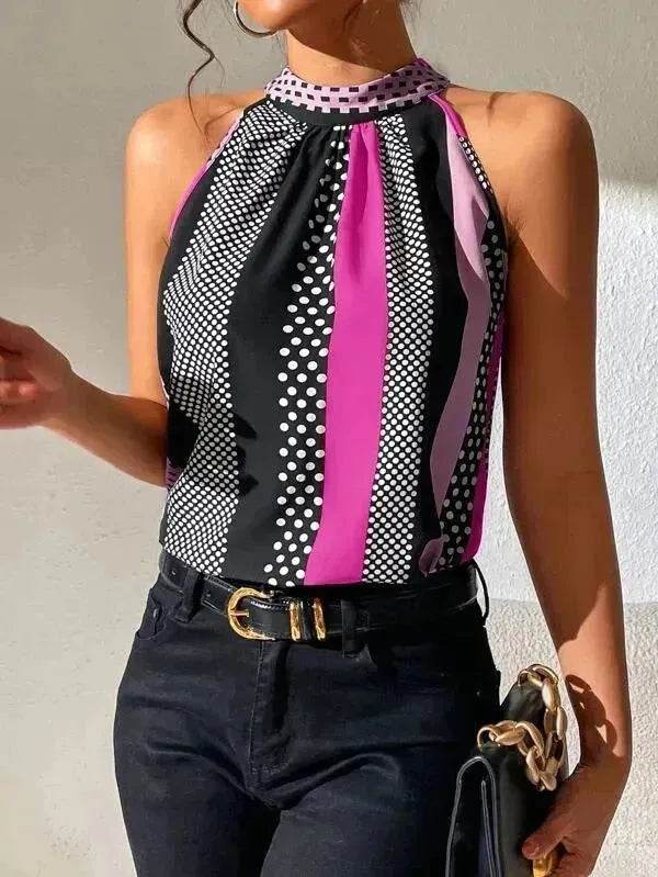 Women's Polka Dot Top Halter Neck – Classy & Elegant Style - www.Shopthatapp.com