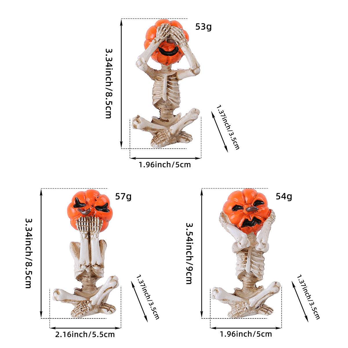 Pumpkin Head Skull Doll Ornaments Home Halloween Layout Props - www.Shopthatapp.com