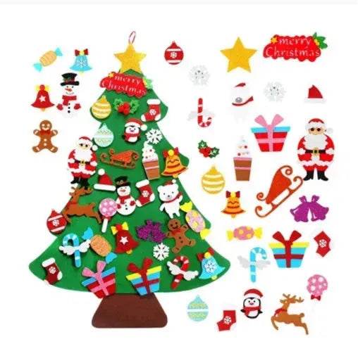 DIY Felt Christmas Tree New Year Toddler Kids Handmade Gift Toys Door Wall Hanging Ornaments Holiday Party Home Decor Set - www.Shopthatapp.com