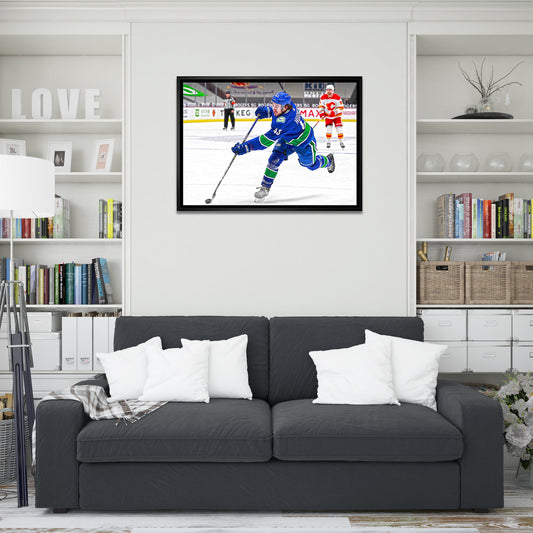 Quinn Hughes Vancouver Canucks Framed 20x29 Shooting Canvas - www.Shopthatapp.com