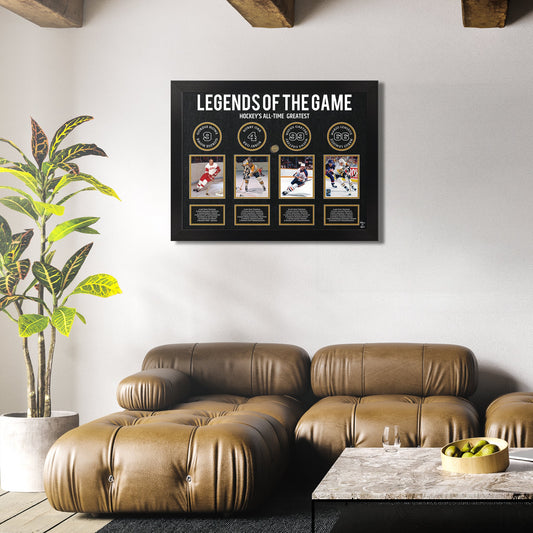 Legends of Hockey: Howe, Orr, Gretzky, Lemieux - Framed Collage - www.Shopthatapp.com