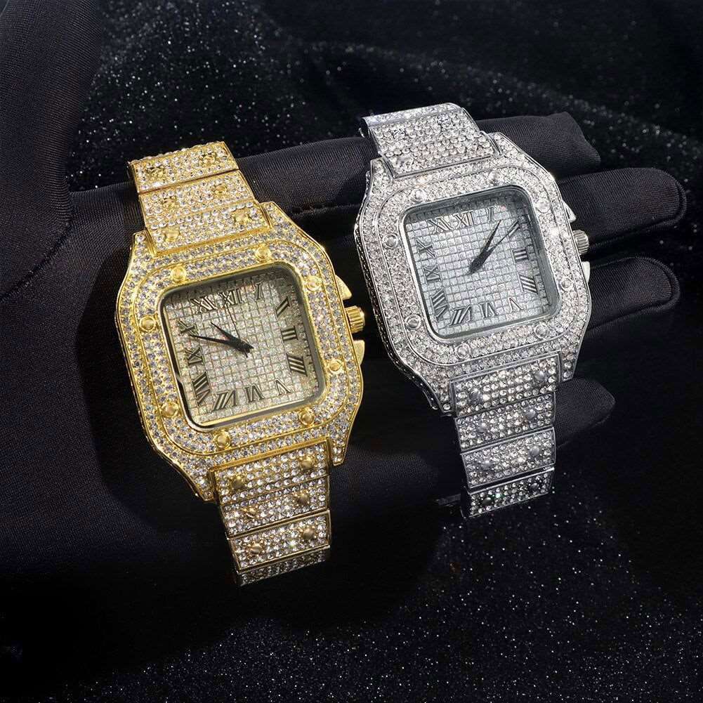 14MM Cuban Link Chain, Bracelet and Watch Set - Silver - Www.Shopthatapp.com