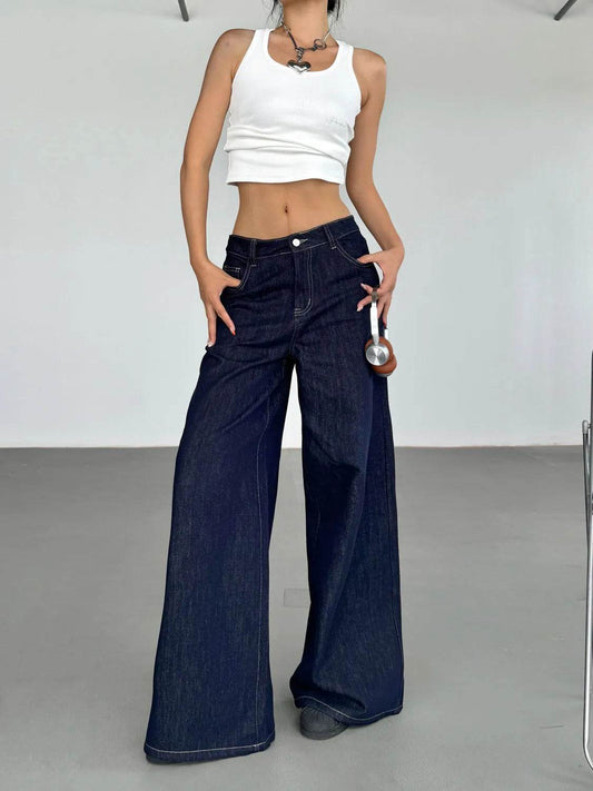 Fashion American Retro Wide Leg Baggy Jeans Pant For Women - www.Shopthatapp.com