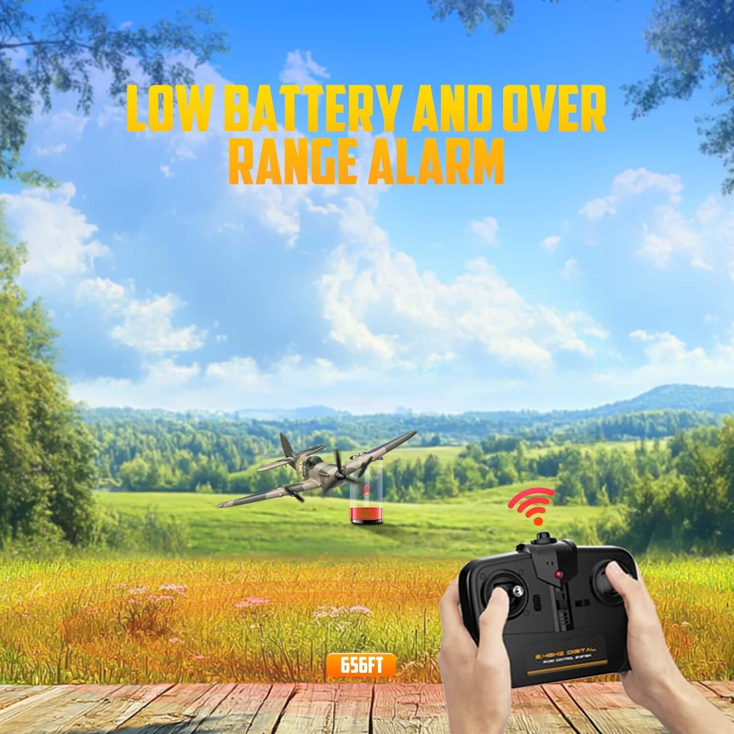 Volantex RC Spitfire 3CH RTF EPP Plane w/ Gyro 2.4Ghz, Perfect for Kids/Beginner - www.Shopthatapp.com