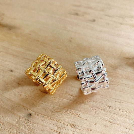 Woven Ring Women European And American Hollow Cross Wide Version Live Simple Ring - www.Shopthatapp.com