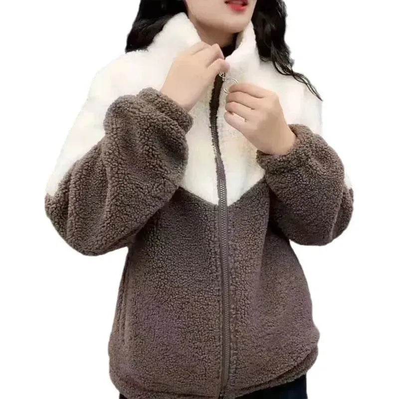 Fashionable Women's Woolen Jacket Zip up Thickened Winter coat - www.Shopthatapp.com