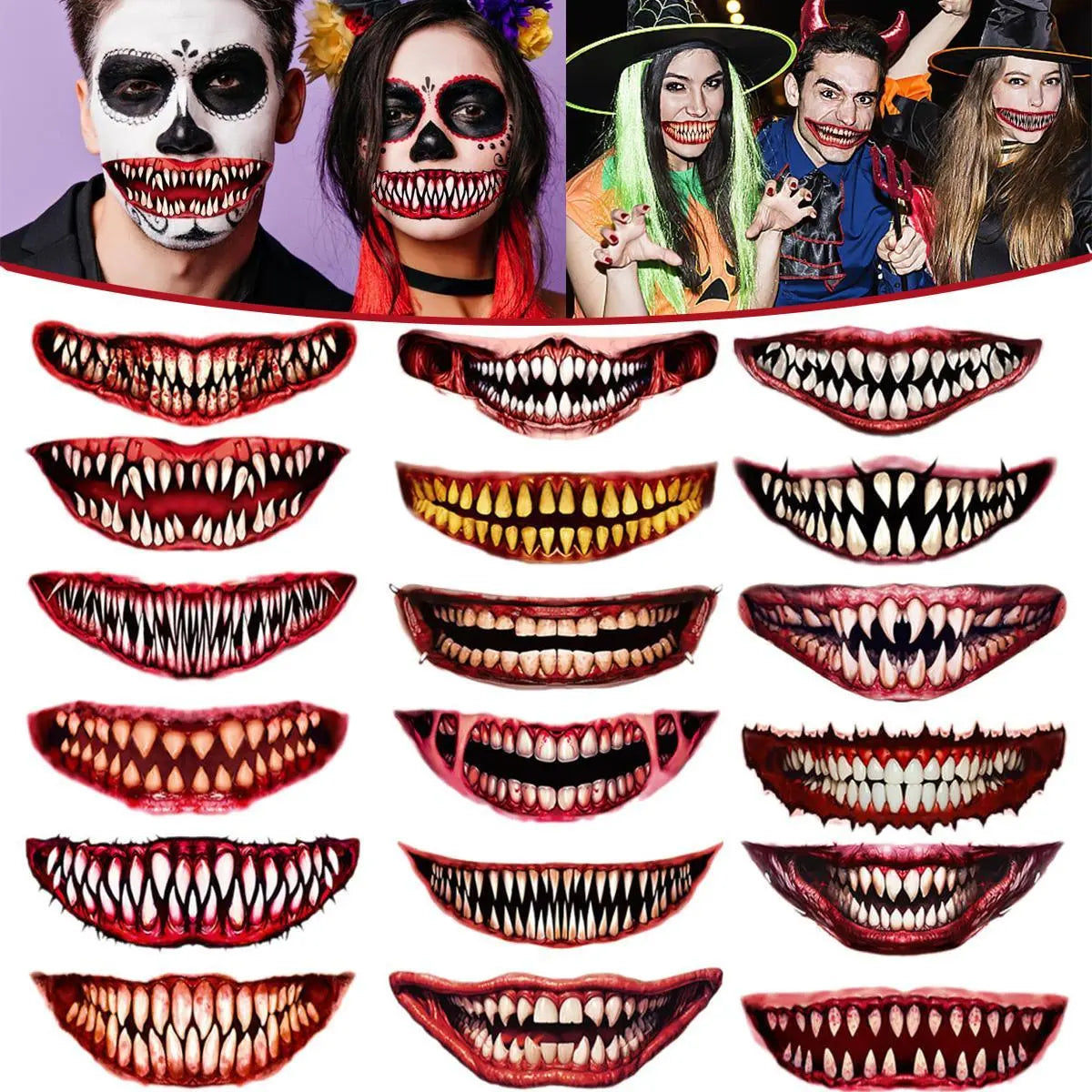18 Pieces Of Scary And Realistic Design Halloween Temporary Tattoo Stickers - www.Shopthatapp.com