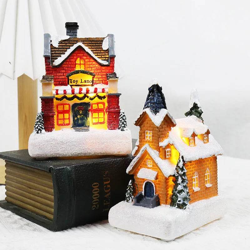 Christmas Decorations Resin Small House Luminous Ornaments - www.Shopthatapp.com
