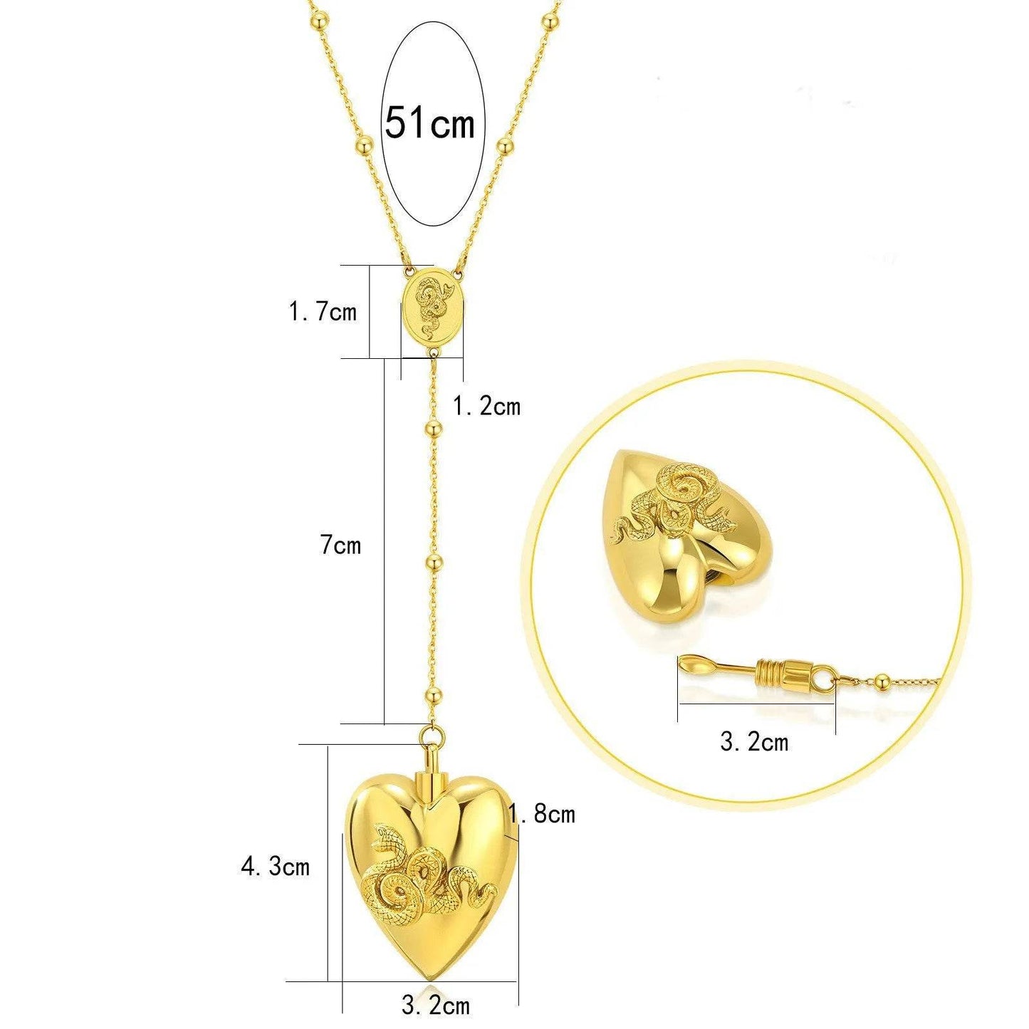 18k Gold Detachable Love Necklace With Snake Carving Fashion Personality Clavicle Chain Necklace For Valentine's Day Loved Memorial Jewelry - www.Shopthatapp.com