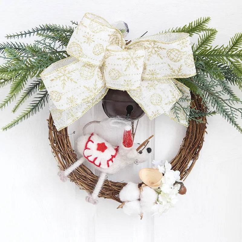 Christmas Wreaths On The Door Artificial Flowers Garland Window Door Hanging Decorative Supplies For Christmas Party New Year - www.Shopthatapp.com
