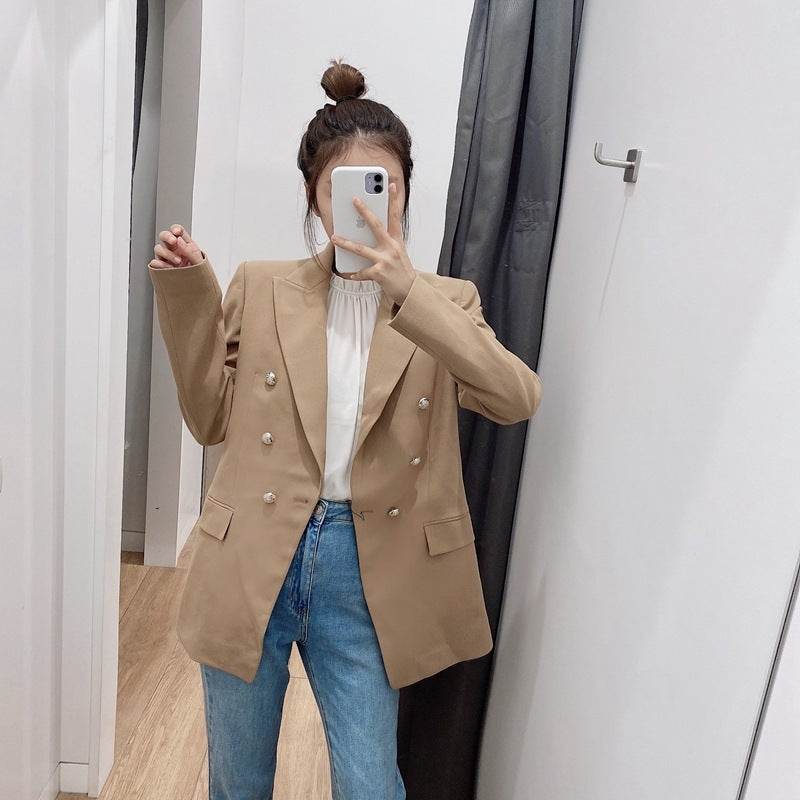 Simple Style Buttoned Casual Blazer Jacket Women - www.Shopthatapp.com
