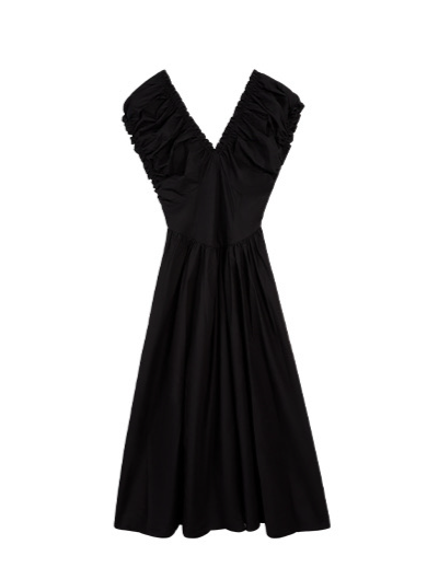 V-Back Ruched Midi Dress - www.Shopthatapp.com