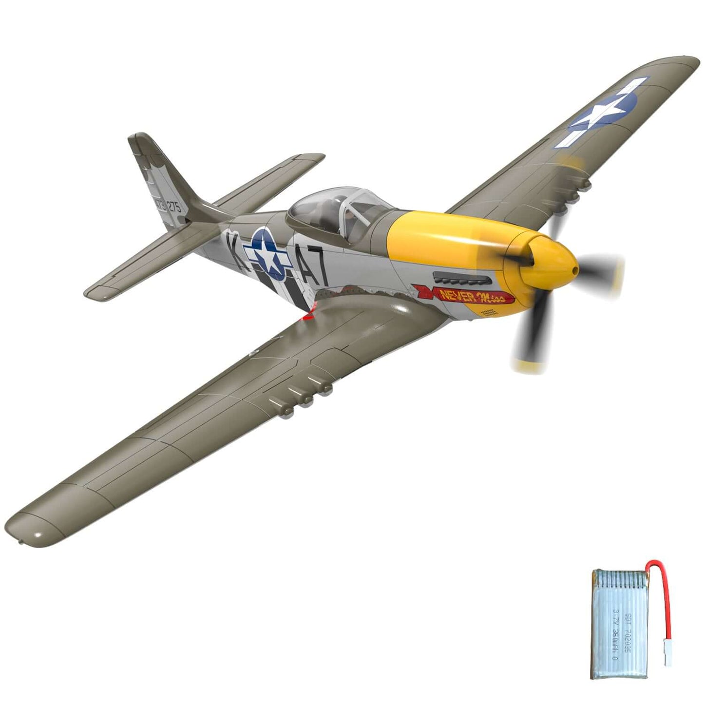 P51D RC Airplane with Mode 1 Transmitter | 4-Channel Brushless & XPilot Stabilizer - www.Shopthatapp.com
