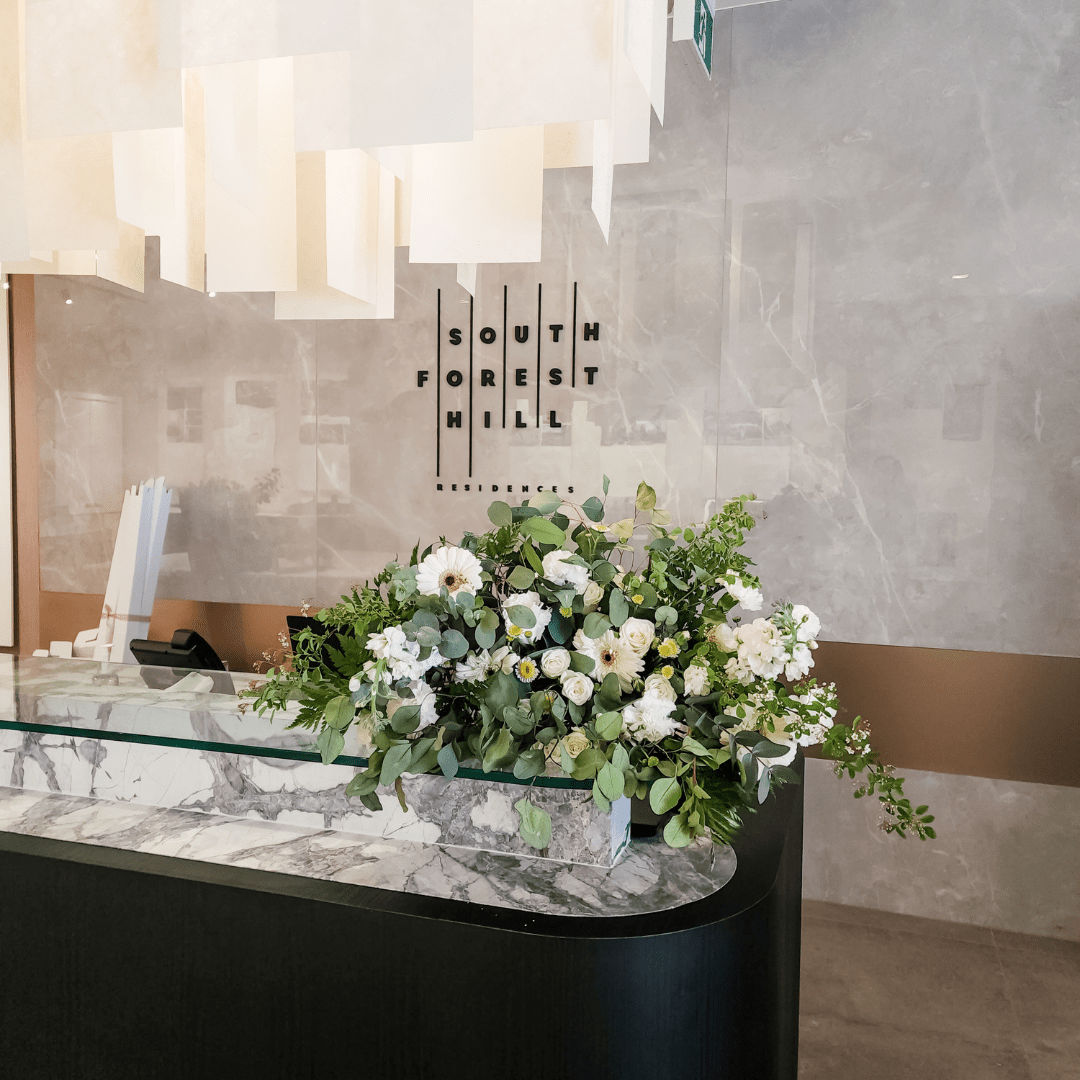 Flower Installation - Whites & Greens - www.Shopthatapp.com