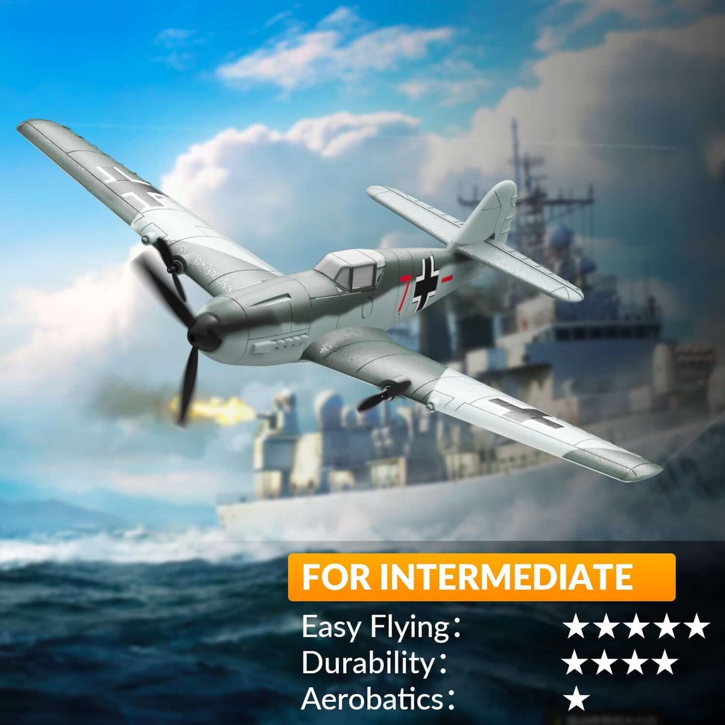 Volantex RC BF109 E 3CH RTF mit Gyro, EPP, Grau, Anfängerfreundlich