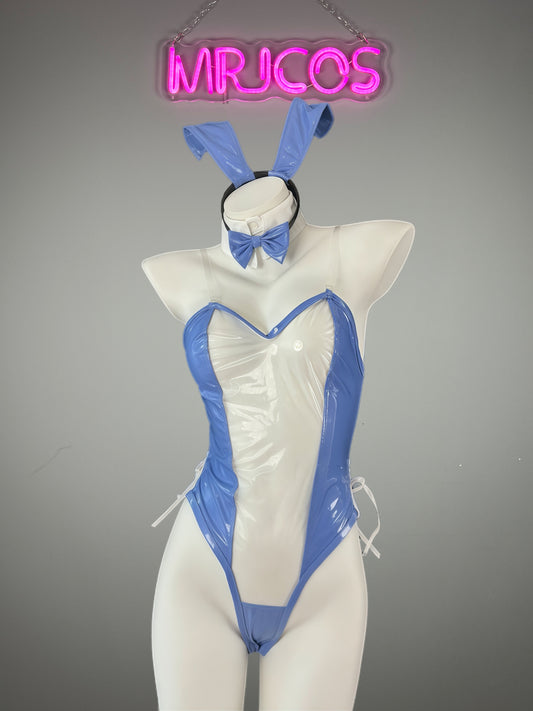 Bunny Girl PU Leather See Through Cosplay Bodysuit Costume Lingerie - www.Shopthatapp.com