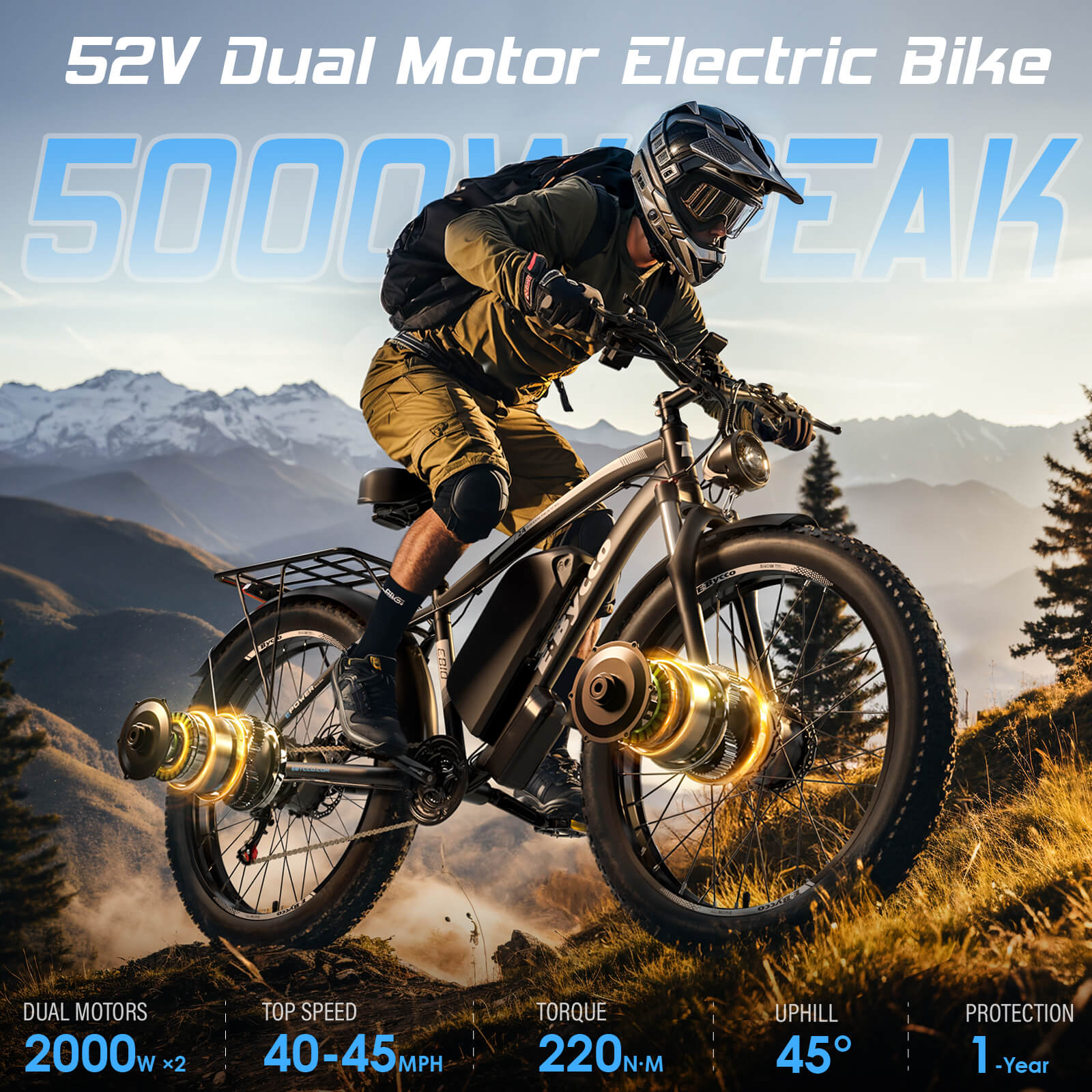 E·BYCCO 24'' EB10 Peak 5000W 52V 32Ah Dual Motors Electric Bike for Women and Men - www.Shopthatapp.com