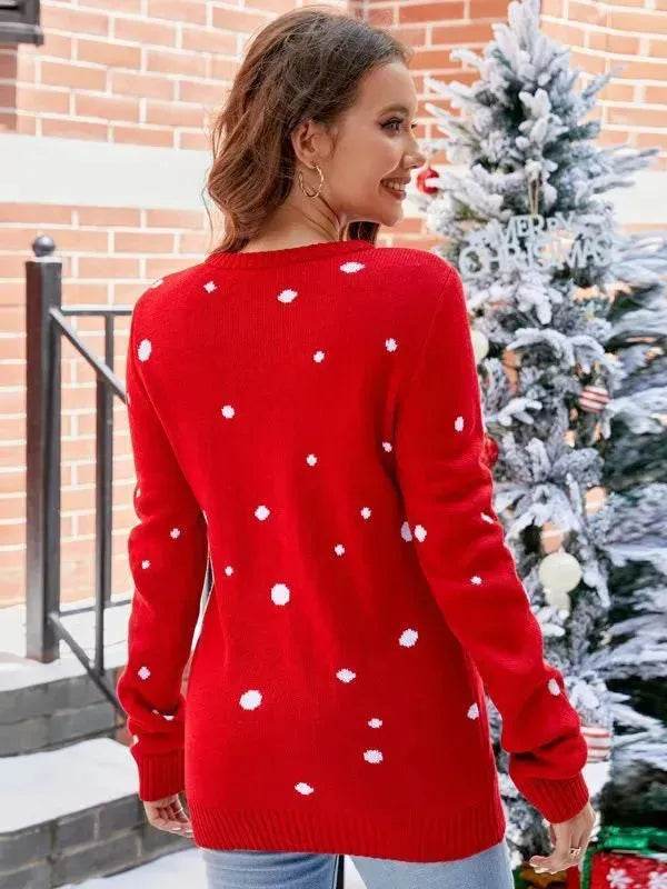 Women's Tops Santa Pullover Sweater Autumn And Winter Letter Embroidery Christmas Red Sweaters Long Sleeve Crew Neck Clothes - www.Shopthatapp.com