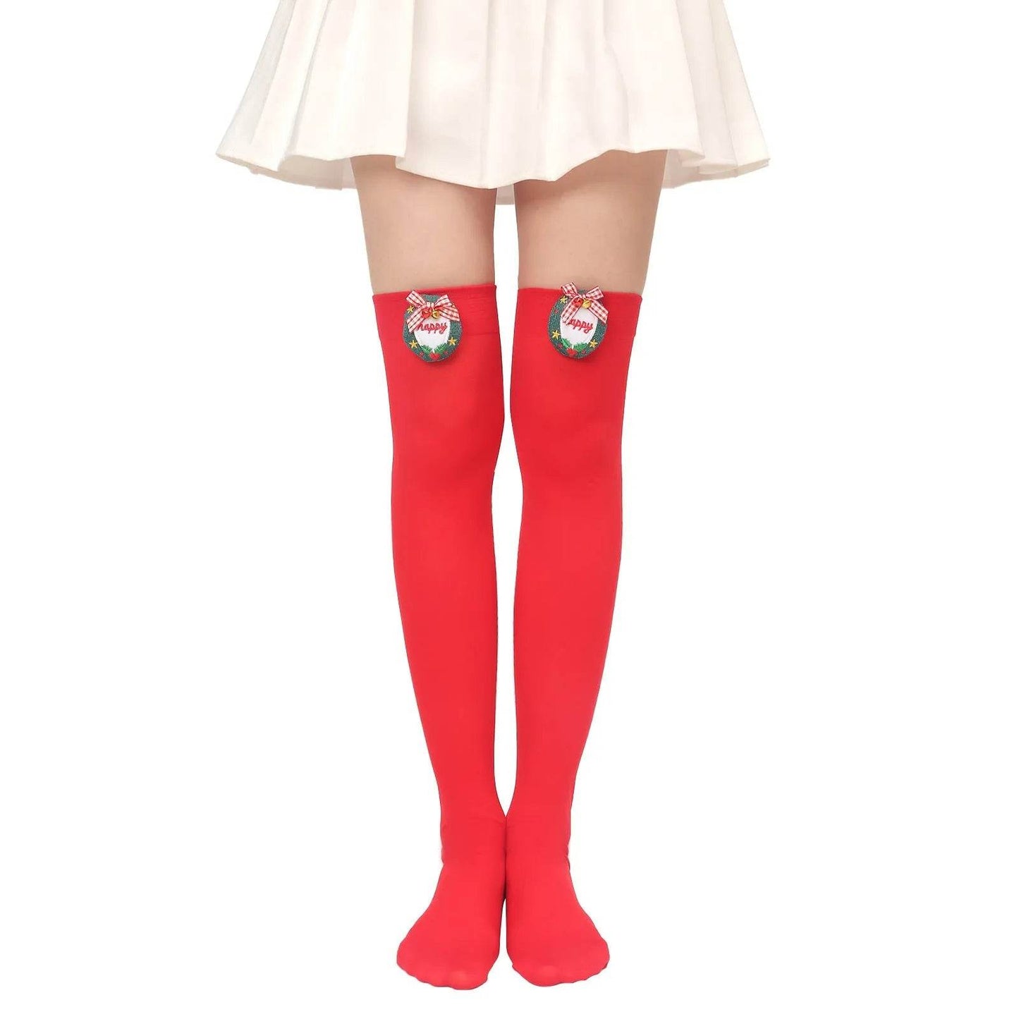 Christmas Plush Doll Knee Socks Bow Stockings - www.Shopthatapp.com