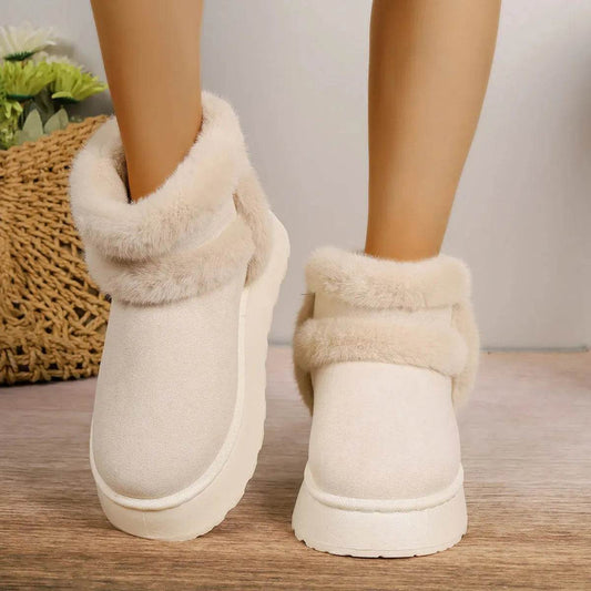 Winter Fleece-lined Snow Boots Warm Furry Women's Thick Bottom Casual Short Boot House Shoes - www.Shopthatapp.com